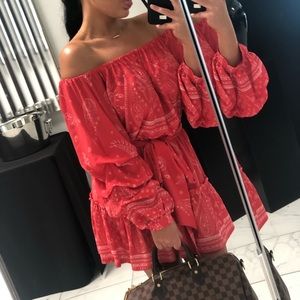 Red Bandana Off The Shoulder Dress